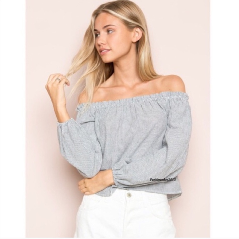 BRANDY MELVILLE striped off the shoulder top